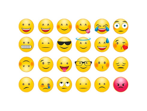 24 emojis som viser forskellige følelser